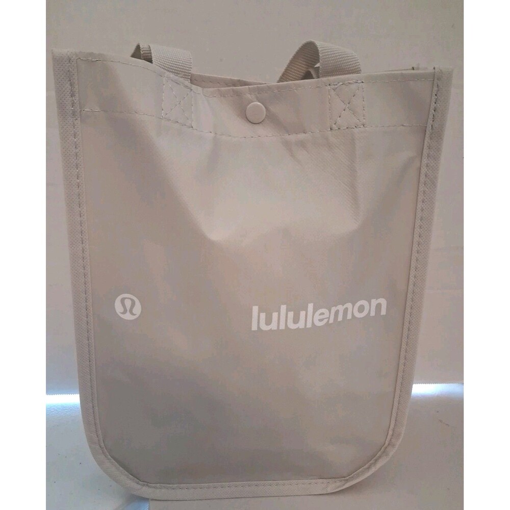 Lululemon Small Reusable Shopping Tote Lunch Bag Gray New Double Handles